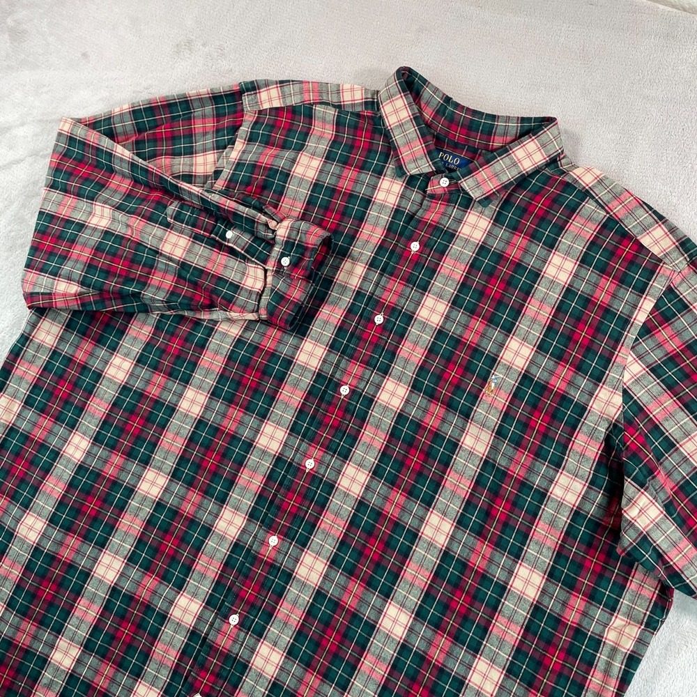 Polo Ralph Lauren Oxford Shirt Men 4XB Big Multi Plaid Flannel Flesh Pony $148